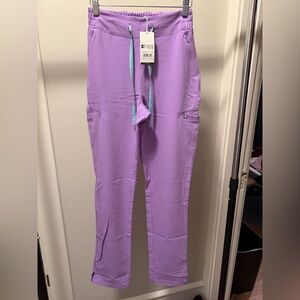 Figs Lavender Evans Scrub Pants with Teal Drawstring